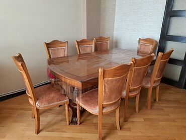 барные стулья: Qonaq otağı üçün, Açılmayan, Oval masa, 8 stul, Türkiyə
