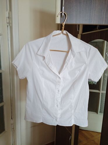 женская шелковые рубашка: M (EU 38), цвет - Белый