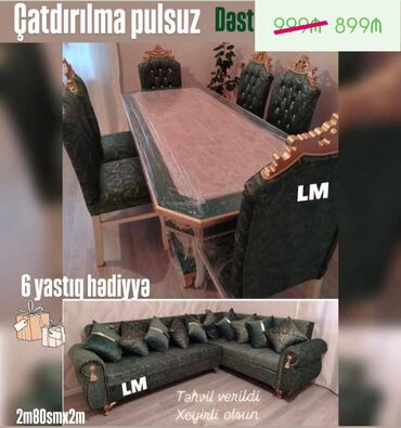 Divan və masa dəstləri: Divan+ Masa dəsti👑 Sifarişlə hazırlanır. Dəst şəkildə : 899₼ Divan