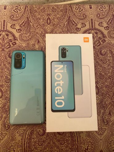 telefon teze: Xiaomi Redmi Note 10, 128 GB, rəng - Mavi, 
 Barmaq izi, Face ID, Sensor