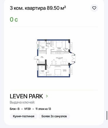 2 8: 3 комнаты, 90 м², Элитка, 8 этаж, ПСО (под самоотделку) — 3