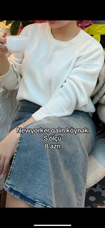 string alt paltarı: Sviter, New Yorker, S, rəng - Ağ