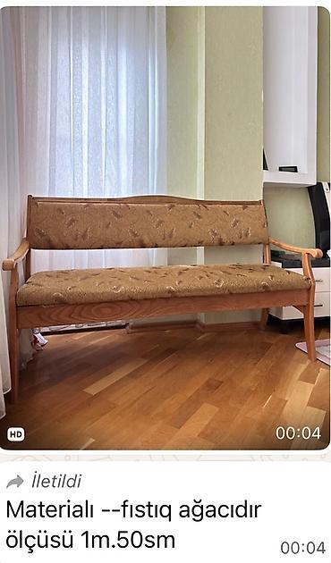 yun: Fıstıq ağacından iki nəfərlik taxta divan/oturacaq - Material: fıstıq — 1