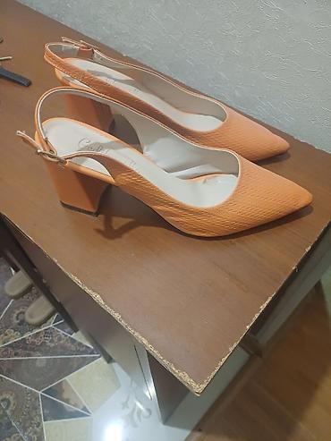 krosovka ayaqqabı: Narıncı rəngli xanım ayaqqabısı – açıq dabanlı slingback model - — 7
