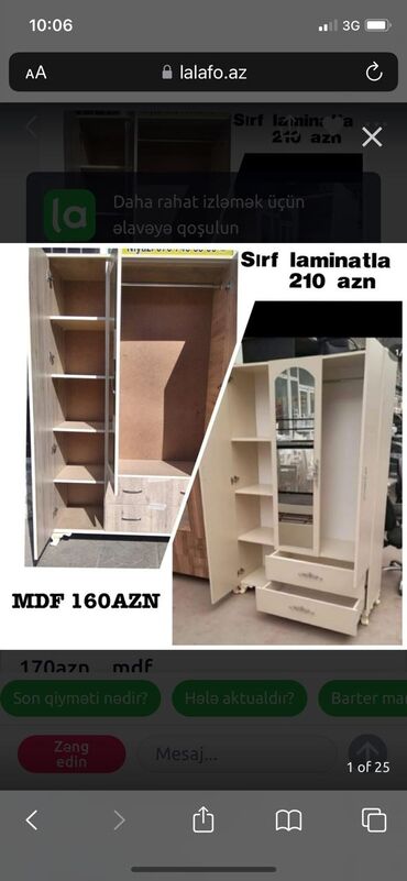 Sifarişlə dolablar: Düz dolab, Qonaq otağı üçün, Dəhliz üçün, Yataq otağı üçün, Paltar üçün, Açılan, Quraşdırıla bilən, 3 qapılı — 39