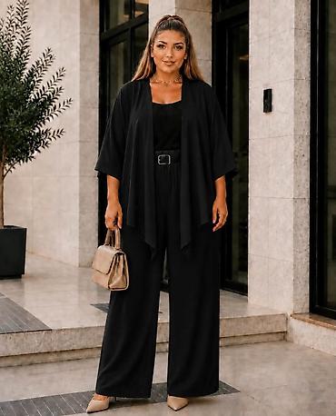 termo helanke: Fa, Elegantni ženski komplet – kimono kardigan + široke pantalone - — 3
