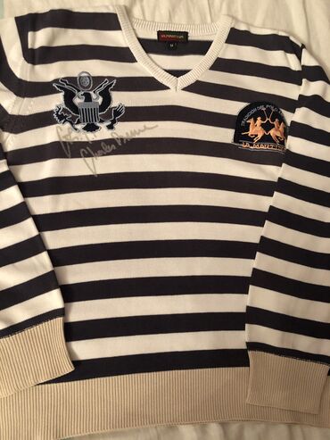 Duksevi: Odličan, kao nov La Martina džemper, M veličina, beli sa teget prugama — 15