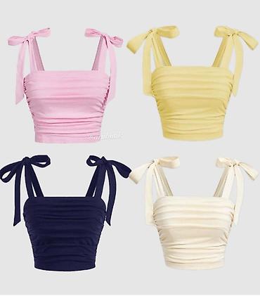 Qadınlar üçün yaylıq stili crop top yenidir yalnız çəhrayı qalıb -