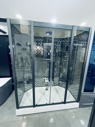 купить стеклянный стол: Душ кабинасы Төрт бурчтук, Өлчөмү: 170 x 90 см, Поддондун бийиктиги: 215 см,Жабуусу: Караңгылатылган