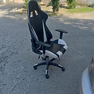 Qara-ağ rəngli oyun/ofis kreslosu - Yarış üslublu yüksək arxa dayaqlı