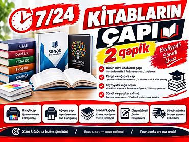 KİTABLARIN ÇAPI 2 QƏPİK! 7/24 XİDMƏT — GÜNÜN İSTƏNİLƏN SAATINDA!