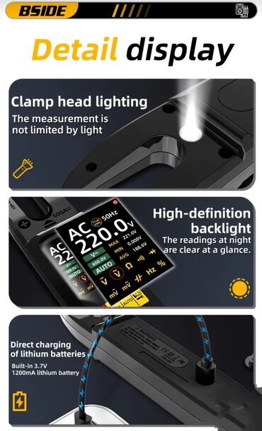 Multimetri: BSIDE klešta multimetar sa LCD ekranom visoke rezolucije, dizajniran — 16