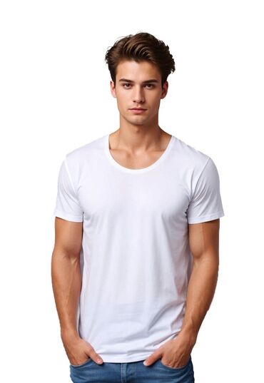 Толстовки: LUX Neo kişi T‑şörtü - Model: LUX Neo Fine T‑Shirt - Rəng: ağ - Yaxa