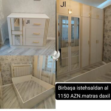 кровать: İkinəfərlik çarpayı, Dolab, Komod, Yeni