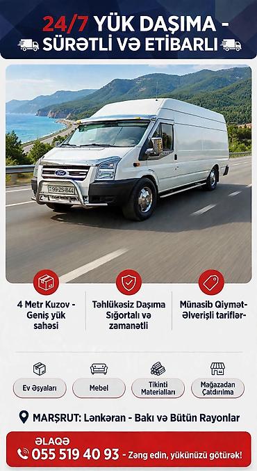 kompressor teh: 24/7 Yükdaşıma Xidməti – sürətli və etibarlı - 4 metr uzunluqda — 2