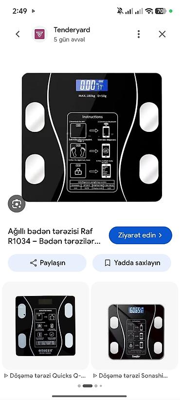 metbex terezisi: Ağıllı bədən tərəzisi – Raf R1034 - Maksimal yük: 180 kq - Dəqiqlik — 1