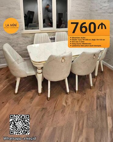 прозрачный стол: Qonaq otağı üçün, Açılan, Dördbucaq masa, 6 stul lalafo.az -da прозрачный стол: Qonaq otağı üçün, Açılan, Dördbucaq masa, 6 stul
