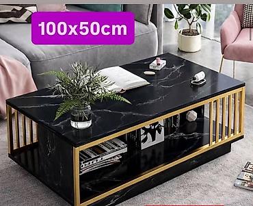 centrum stolovi: Klub sto sa mermernim efektom i zlatnim detaljima - Dimenzije: - 100 — 2
