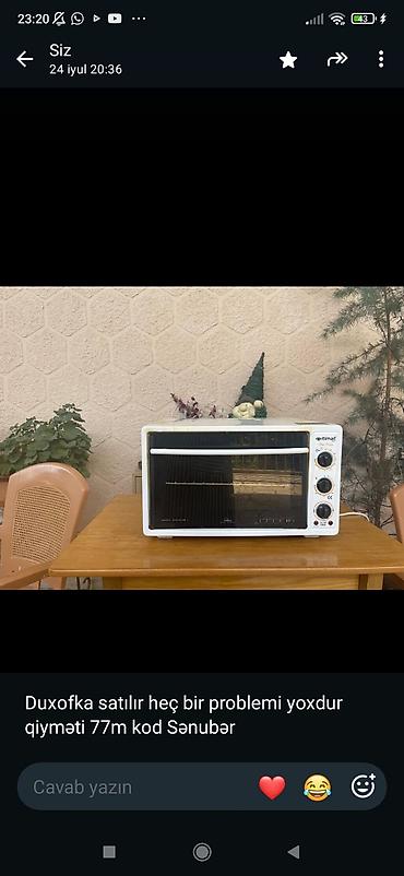 Duxovkalar: Elektrik mini soba – itimat markası Xüsusiyyətlər: - Ön şüşəli qapı — 1