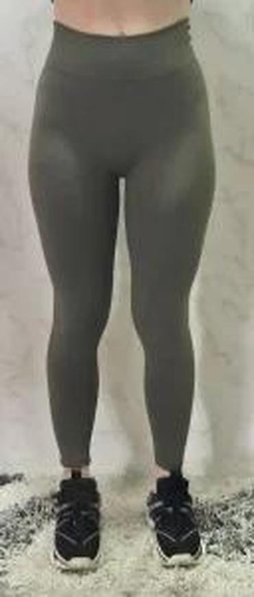 Helanke, biciklistički šortsevi: Ženske sportske helanke – visoki struk, maslinasto zelene - Kroj — 16