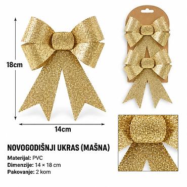 KMT Božićna mašna sa svetlucavim posipom, crvena 289710 - Brend: Kmt
