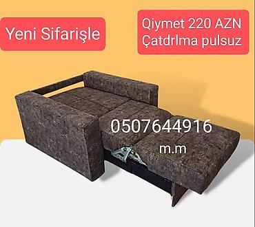 divan mobilya: Yeni, Kreslo-kravat, Vеlur parça, Kredit yoxdur, Pulsuz çatdırılma — 5