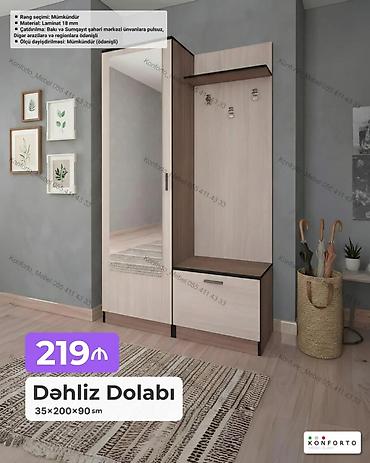 Dəhliz dolabı – 35×200×90 sm - Funksional dizayn: güzgülü qapı, üst lalafo.az -da Dəhliz dolabı – 35×200×90 sm - Funksional dizayn: güzgülü qapı, üst