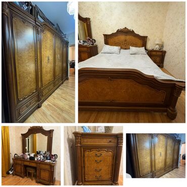 кровать бу купить: İkinəfərlik çarpayı, Dolab, Termo, 2 tumba, İşlənmiş