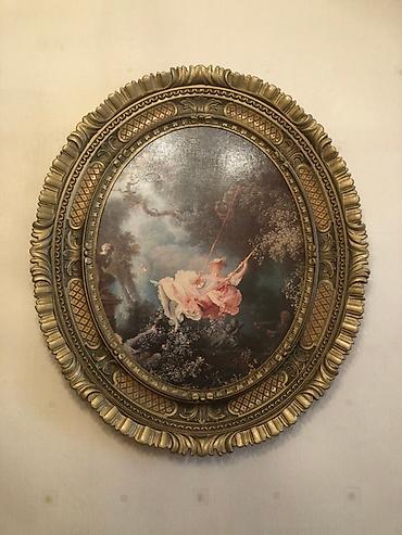 вазы для фруктов и конфет: Oval dekorativ tablo – reproduksiya “The Swing” (Jean-Honoré Fragonard — 2