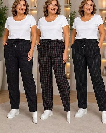 Pamučne ženske pantalone sa elastičnim pojasom – Komplet 2 komada