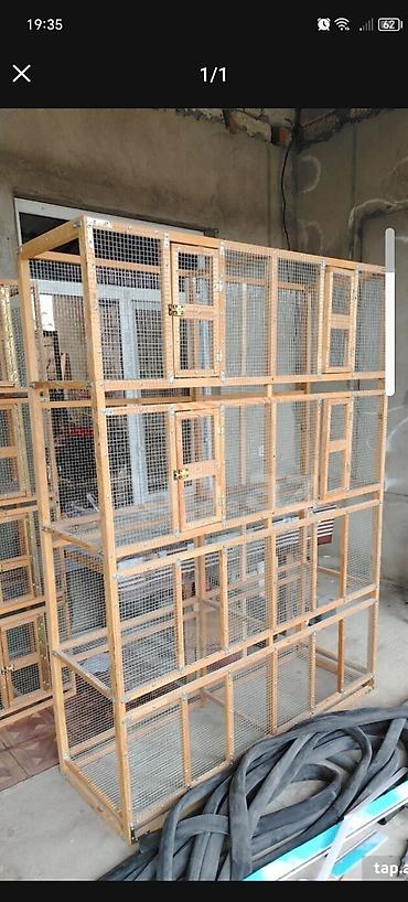 большая клетка для кролика: Taxta karkaslı çoxbölməli qəfəs kompleksi - Material: möhkəm taxta — 1