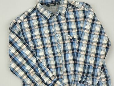 biala lniana koszula: Koszula 4-5 lat, stan - Dobry, wzór - Kratka, kolor - Niebieski