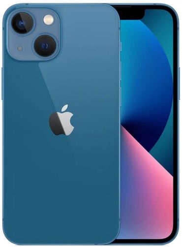 телефон хр: IPhone 13 mini, Б/у, 128 ГБ, Синий, Зарядное устройство, Коробка, 88 %