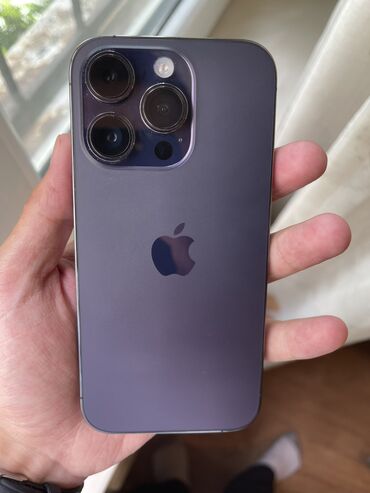 чехол прозрачный: IPhone 14 Pro, Б/у, 128 ГБ, Deep Purple, Защитное стекло, Чехол, Коробка, 82 %