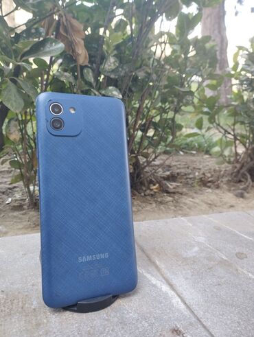 музыкальный центр samsung: Samsung Galaxy A03, 32 ГБ, цвет - Синий, Кнопочный, Face ID