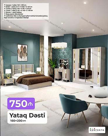 Ev və bağ: Yataq Dəsti – 160×200 sm Tərkibi: - Çarpayı: 1 ədəd, 160×200 sm - — 1