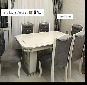 perde sumqayit: Qonaq otağı üçün, Yeni, Açılmayan, Dördbucaq masa, 6 stul — 1