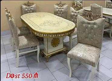 stol sul: Qonaq otağı üçün, Yeni, Açılmayan, Oval masa, 6 stul — 1