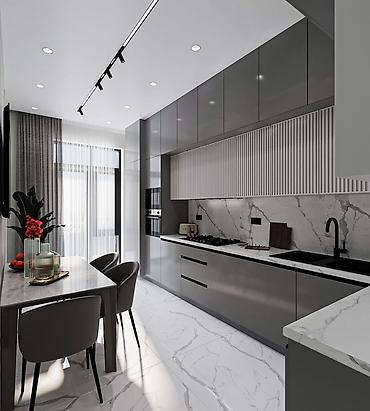 silver kitchen: Кухня от 18 000 сом/м² | 3D проект бесплатно Премиальная мебель от — 1