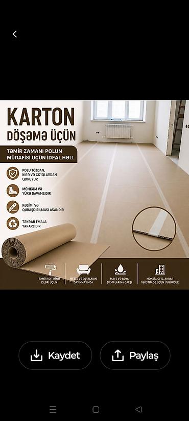 temiz su: Məhsul: Döşəmə üçün qoruyucu karton vərəqlər Təyinat: - Mənzil və — 6