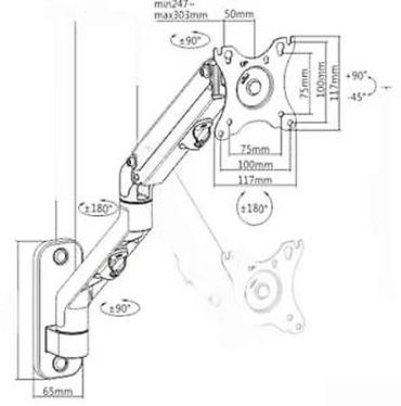 Druga oprema za računare i laptopove: Gembird podesiva zidna ruka za monitor/TV - Zidni nosač sa — 13