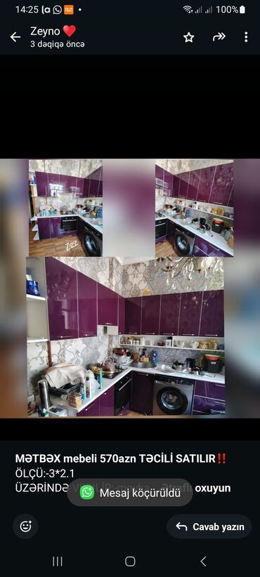 metbex moyka: *MƏTBƏX mebeli 570azn TƏCİLİ SATILIR*‼️ ÖLÇÜ:-3*2.1 ÜZƏRİNDƏ