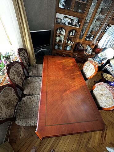 стол из массива дуба: Для гостиной, Б/у, Трансформер, Прямоугольный стол, 8 стульев, Малайзия