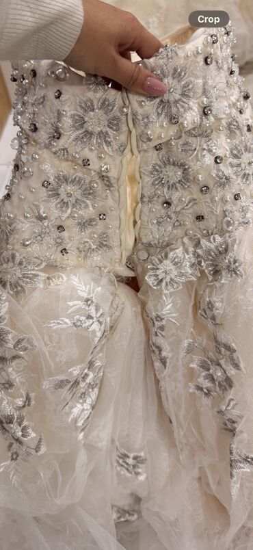 Свадебные платья: Свадебное платье, Со шлейфом, Фатин, Пышное, Жемчуг, Б/у — 4