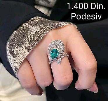Prstenje: Elegantni posrebreni podesiv prsten od hirurskog čelika sa žigom — 3