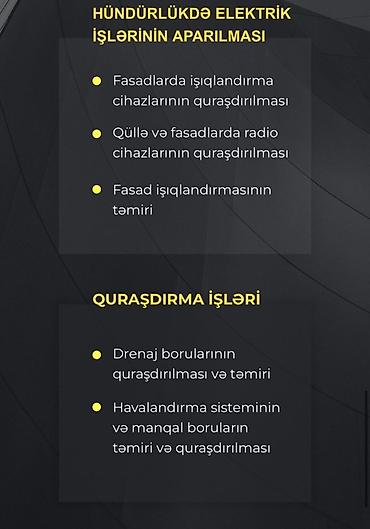 Fasad işləri: Peşəkar sənaye alpinist xidməti – alpinist.az İxtisaslaşma: - Reklam — 6