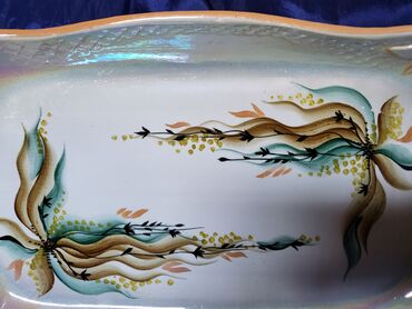 Ostalo posuđe: Oval,tanjir rucni rad,ruski 60,70te. Oval za serviranje,kolace — 6