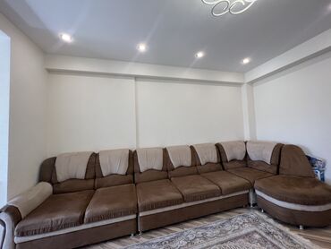 диван раскладной с двумя креслами: Модульный диван, цвет - Коричневый, Б/у
