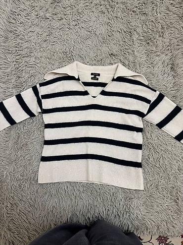 kombat şalvar: Massimo dutti Zolaqlı trikotaj sviter - Rəng: krem fon üzərində qara — 1