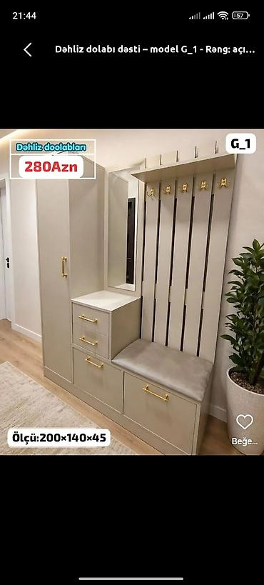 вешак для одежды: Dəhliz dolabı dəsti – model G_1 - Rəng: açıq tonlar - Ölçü — 1